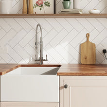Blanco Liso Gloss Brick Style Wall Tile 30x10cm