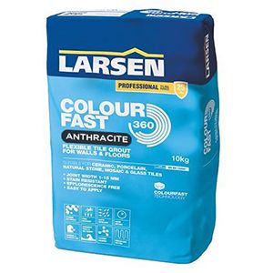 Larsen Colourfast 360 Anthracite Flexible Wall And Floor Grout 10kg
