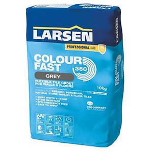 Larsen Colourfast 360 Grey Flexible Wall And Floor Grout 10kg