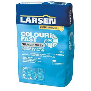Larsen Colourfast 360 Silver Grey Flexible Wall And Floor Grout 10kg 
